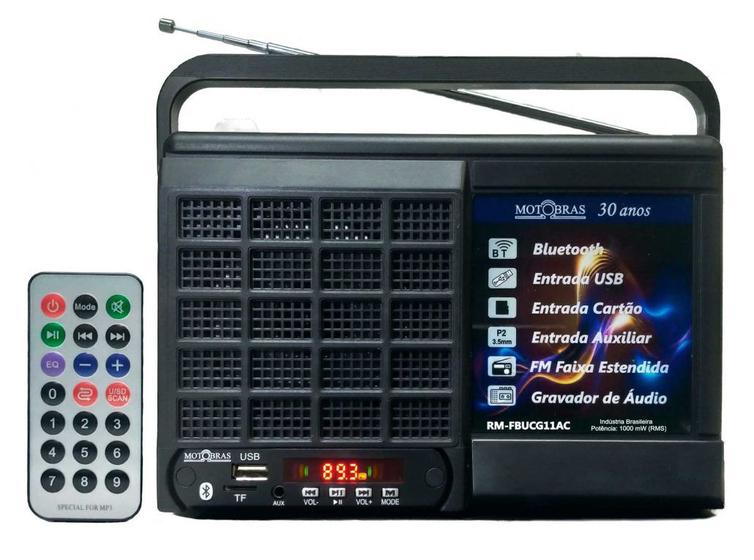Imagem de Rádio Motobras FM Digital Bluetooth Usb Gravador de Áudio Dungao Maxi