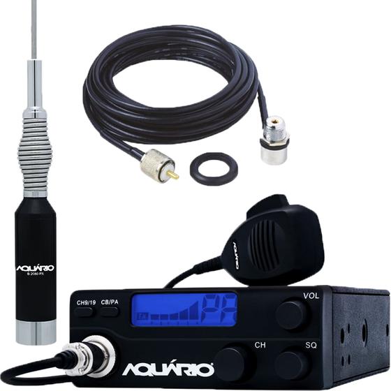 Imagem de Rádio Móvel PX 40 Canais Homologado Anatel Aquário RP-40 Antena Móvel PX 1,23 metros B-2080 Cabo 5,5 Metros com Conectores