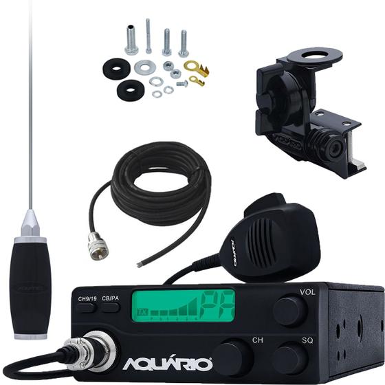 Imagem de Rádio Móvel Px 40 Canais Rp-40 Antena Inox Mini Maria Mola 1,40 metros Cabo 5,5 metros Suporte Bi-Articulado Calha Kit Parafusos Anti-Furto