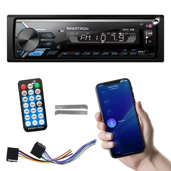 Imagem de Radio Mp3 1 Din Vipertron Bluetooth E Comando Voz 4 Canais