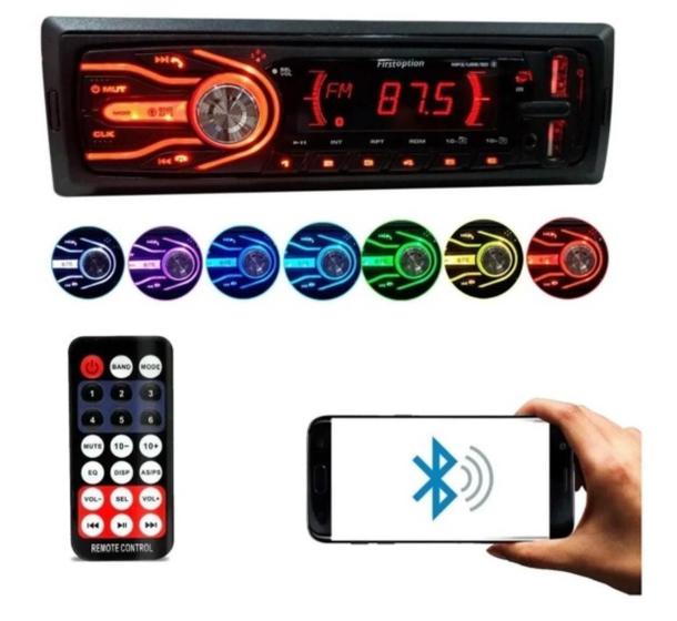 Imagem de Rádio Mp3 Automotivo Carro Bluetooth 2X Usb 4X50Wrms 7 Cores