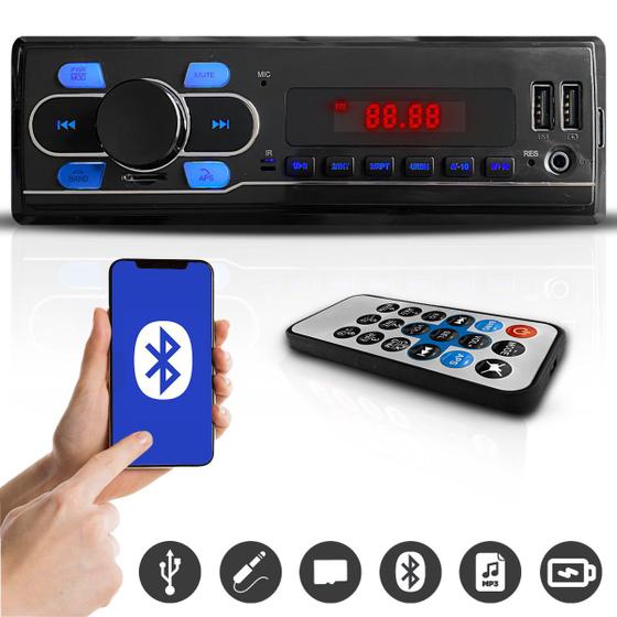 Imagem de Rádio Mp3 Player Som Automotivo Bluetooth Sd USB 1 Din