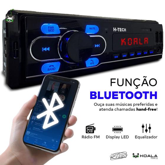 Rádio Mp3 Player Som Carro Automotivo Bluetooth Sd USB 1 Din - H-tech