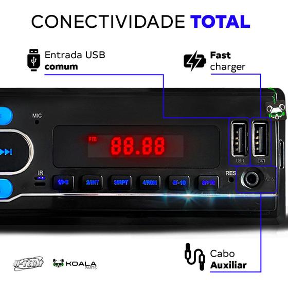 Rádio Mp3 Player Som Carro Automotivo Bluetooth Sd USB 1 Din - H-tech
