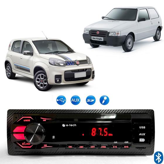 Imagem de Radio Mp3 Som Automotivo Bluetooth Usb Cartão Sd Fiat Uno