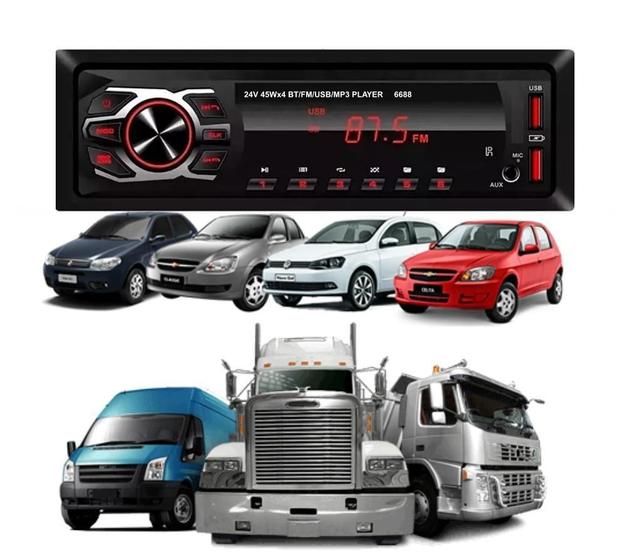 Imagem de Radio Mp3 Som Carro Caminhão Usb Bluetooth Aux 12V 24V 45W