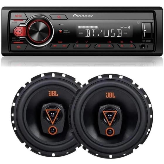 Rádio Pioneer MVHS218BT + Par de Falante 6'' JBL Multisystem Som