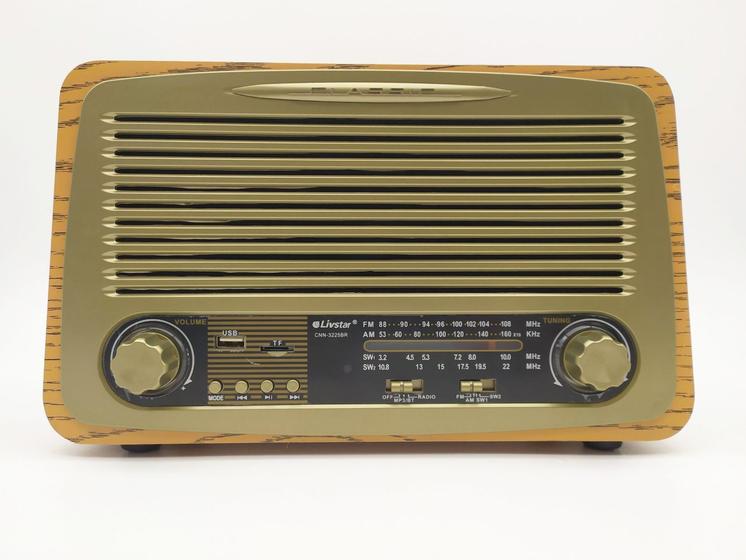 Rádio Portátil AM/FM/SW Com USB Recarregável Livstar REF CNN3225BR Rádio Portátil