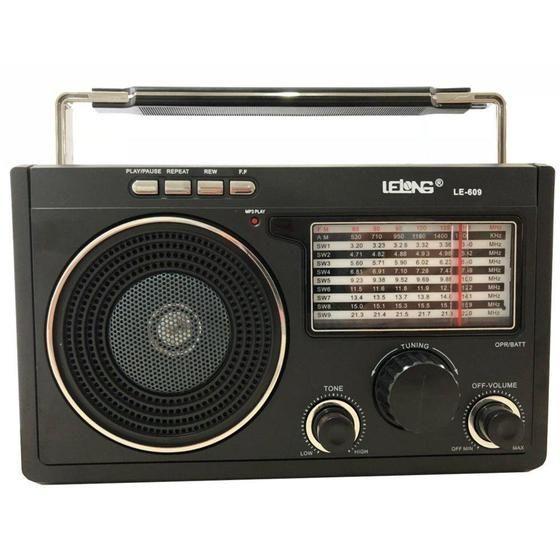 Imagem de Rádio Portátil Bluetooth Am/Fm Retrô Pen Drive Pilha Bivolt Recarregável Le-609