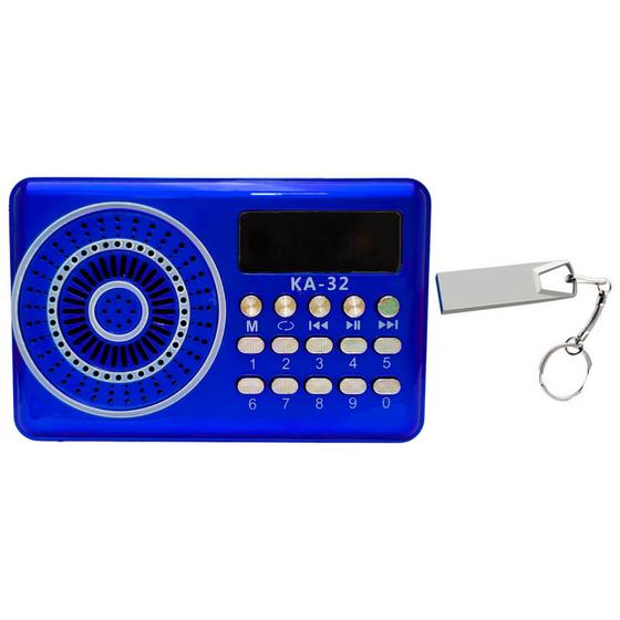 Imagem de Radio Portatil Bluetooth Fm Sd Usb Pendrive Metálico 16Gb Rapido Classe 10 Antena Alça