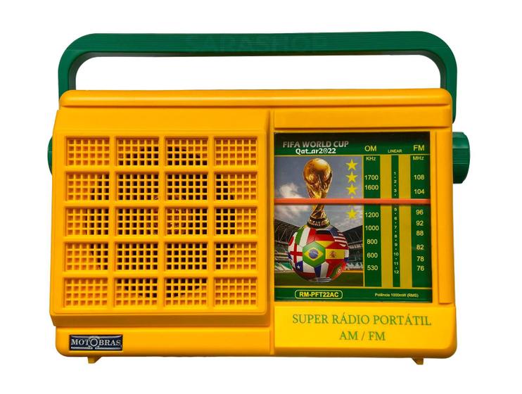 Rádio Portátil Dungão 22ac Copa Qatar 2022 - Motobras Menor preço em Rádio Portátil Dungão 22ac Copa Qatar 2022 - Motobras