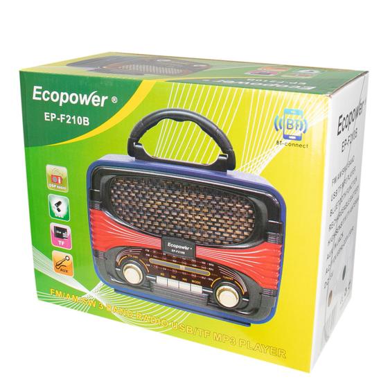 Imagem de Radio Portatil Ecopower EP-F210B - USB/ SD/ Aux - AM/ FM/ SW - - Marrom