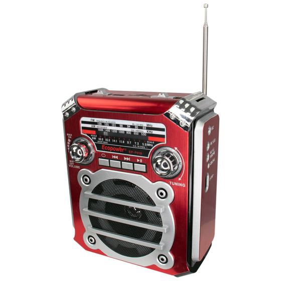 Imagem de Radio Portatil Ecopower EP-F91B - USB/SD/Aux - AM/FM - - com Lanterna - Vermelho