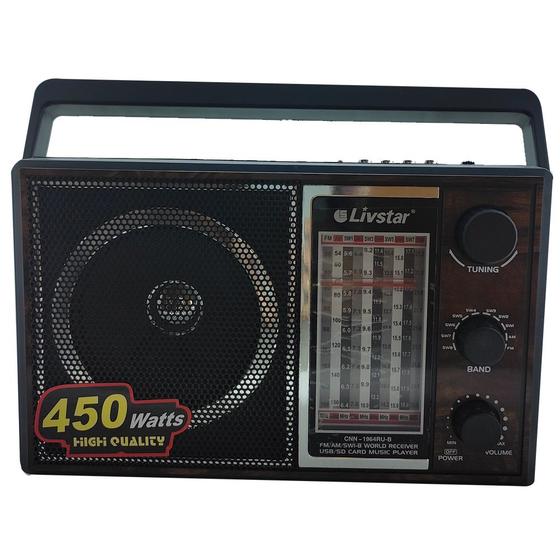 Rádio Portátil Livstar CNN1964RUB AM/FM Marrom Rádio Portátil