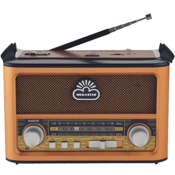 Imagem de Radio Portatil Mega Star RX087BT AM/FM - Dourado/Wood