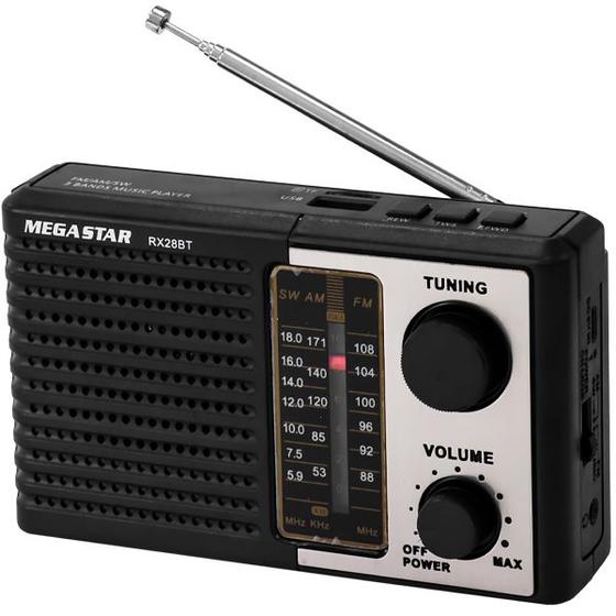 Imagem de Radio Portatil Megastar RX28BT com SD/USB/Bluetooth - Preto/Prata