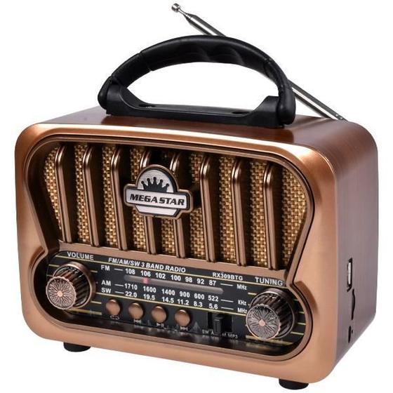 Imagem de Radio Portátil Megastar Rx309Btg Bluetooth - Dourado/Marrom