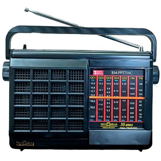 Imagem de Rádio Portátil Motobras PFT73 7 Faixas Bivolt Preto