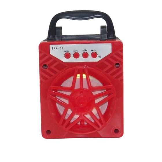 Imagem de Rádio Portátil Recarregável FM Com Bluetooth USB/ TF - Vermelho SPK-02 - GRASEP