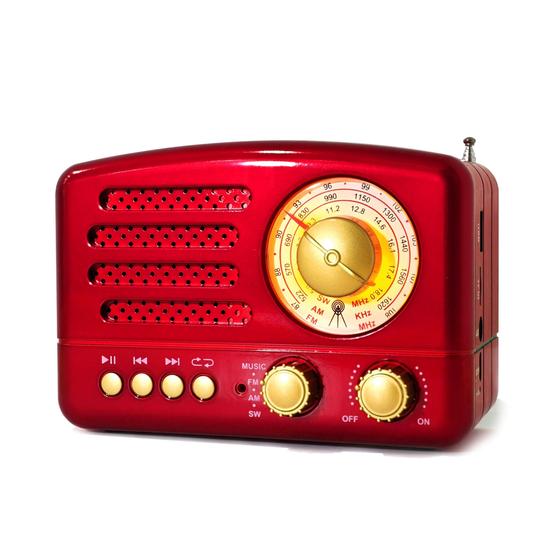 Imagem de Rádio Portátil Retrô AM/FM com Bluetooth e Bateria Recarregável
