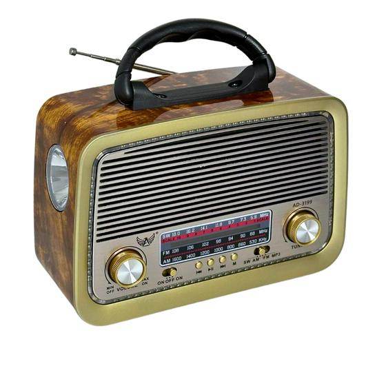 Imagem de Rádio Portátil Retrô Vintage Bluetooth Am Fm Recarregável Bivolt