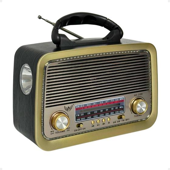 Imagem de Rádio Portátil Retrô Vintage Bluetooth Am Fm Recarregável Bivolt