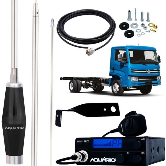 Imagem de Rádio Px 40 Canais Antena Inox 1,40m Alongador 40cm Cabo 5,5m Delivery Lado Motorista