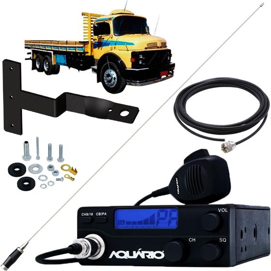 Imagem de Rádio Px 40 Canais Antena Inox Mini Maria Mole 1,40m Cabo 5,5m Mb Lado Carona Mercedes Benz Cara Preta