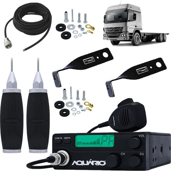 Imagem de Rádio Px 40 Canais Rp-40 Antena Inox 2,70 metros  Cabo 5,5 metros Suportes Mercedes Benz Atego