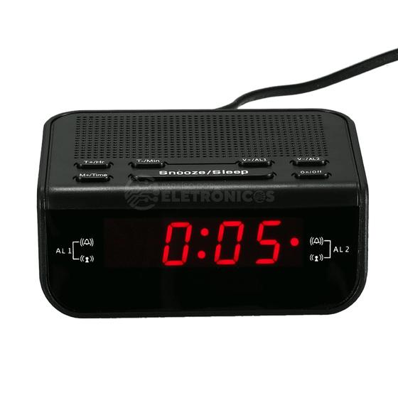 Imagem de Rádio Relógio Alarme Despertador Digital AM/FM De Mesa Com Display LED LE671