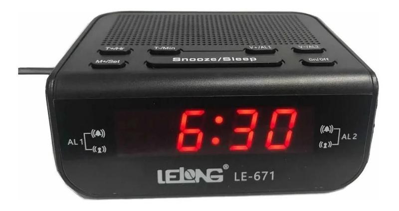 Imagem de Rádio Relógio Digital Despertador Alarme Duplo Lelong Le-671