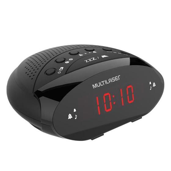 Imagem de Rádio Relógio Digital FM 3W RMS Preto SP-399 Multilaser