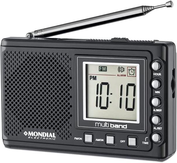 Imagem de Rádio Relógio Portátil Mondial RP-04 Multi Band 6350-01 Display Digital Com Despertador - Bivolt
