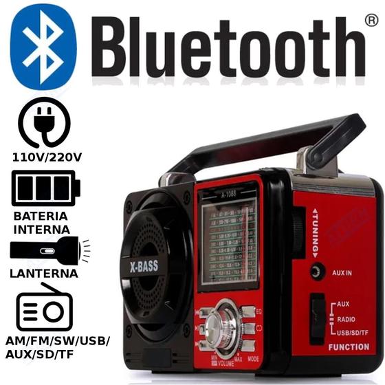 Imagem de Radio Retro Com Bluetooth Fm Am Mp3 Alta Sensibilidade Recarregável USB Cartão Sd - ATURN SHOP