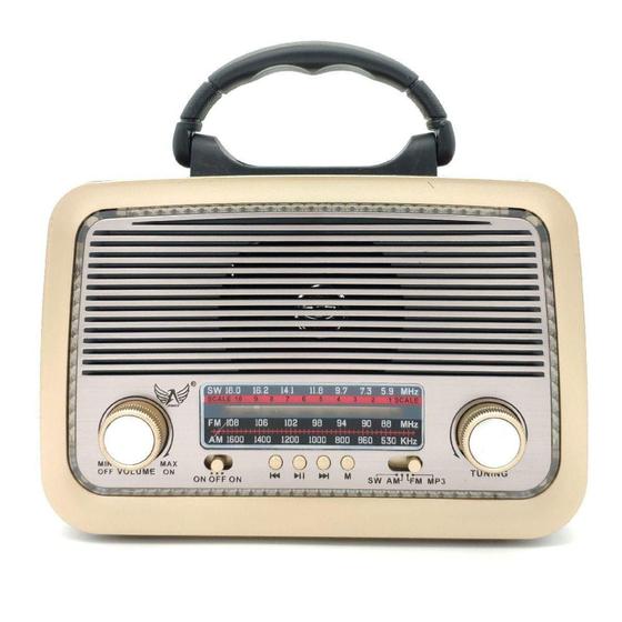 Imagem de Rádio Retro Vintage Am Fm Sw Usb Bluetooth Bateria Recarregavel Aux  Estilo Antigo Madeira - Altomex
