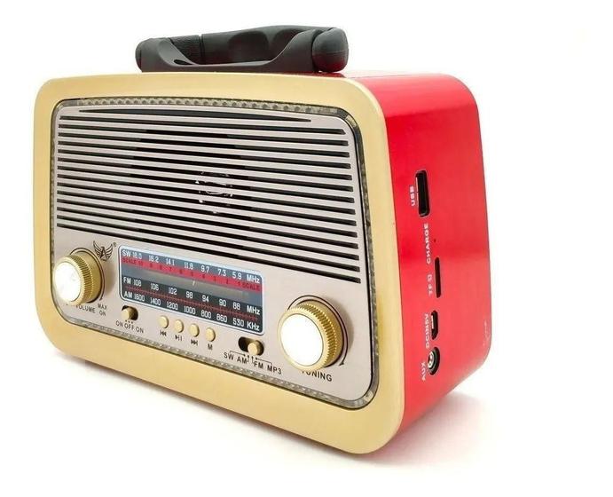 Imagem de Rádio Retro Vintage Am Fm Sw Usb Bluetooth Bateria Recarregavel Aux Sd - Estilo Antigo