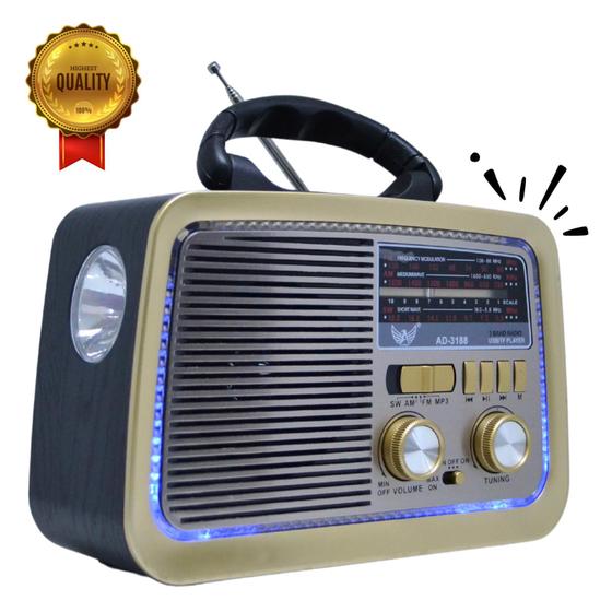 Imagem de Radio Retro Vintage Antigo Recarregavel Usb ML Modelo NOVO