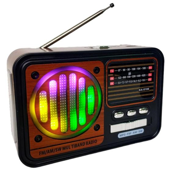 Imagem de Rádio Retro Vintage Bluetooth Antigo Am Fm Sd Mp3 Led Mini