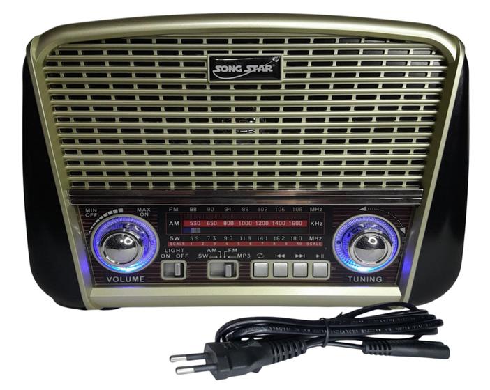 Imagem de Radio Retro Vintage Portátil FM/AM com Bluetooth/USB/Entrada para Pendrive, Bivolt 110/220V, Cabo de Energia Led 