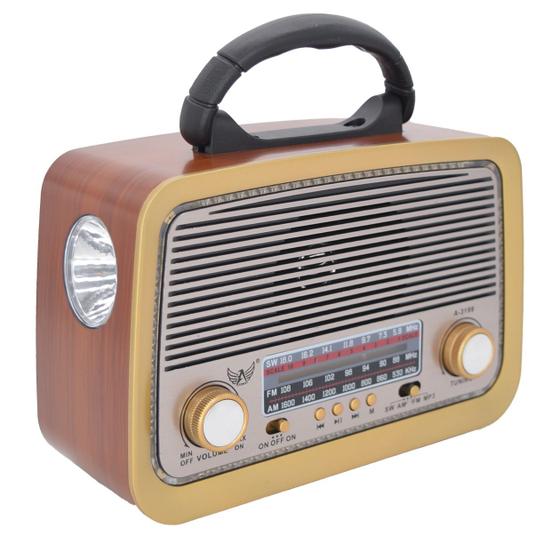 Imagem de Radio Vintage Music Portátil Pequeno Recarregável USB AM/FM A-3199