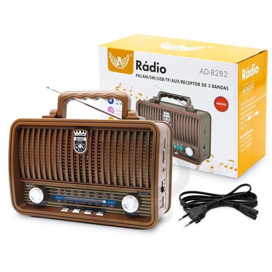 Rádio Vintage Retrô Bluetooth Am Fm Usb Altomex AD8282 Rádio Portátil Magazine Luiza