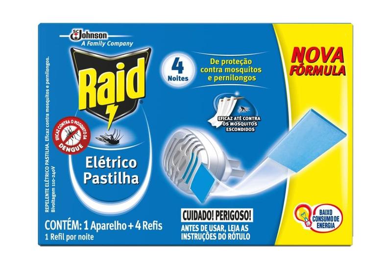 Imagem de Raid Repelente Elétrico Pastilha Aparelho e Refil com 4 unid