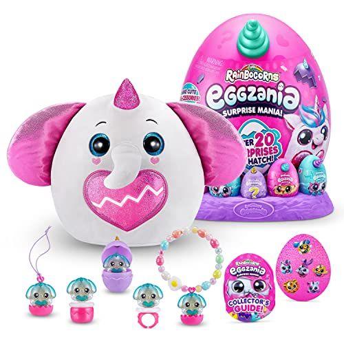 Imagem de Rainbocorns Eggzania Surprise Mania Series 1 (Elefante) por ZURU, Animal De Pelúcia Colecionável, Ovos Surpresa, 5 Mini Ovos, Adesivos, Joias DIY, Slime, Idades 3+ para Meninas, Crianças