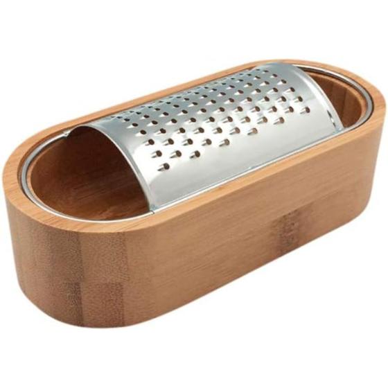 Imagem de Ralador de Aço Inox com Recipiente de Bambu