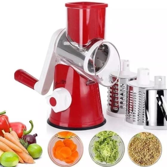 Imagem de Ralador e Fatiador Multifuncional com 3 Lâminas Inox - Prático e Seguro