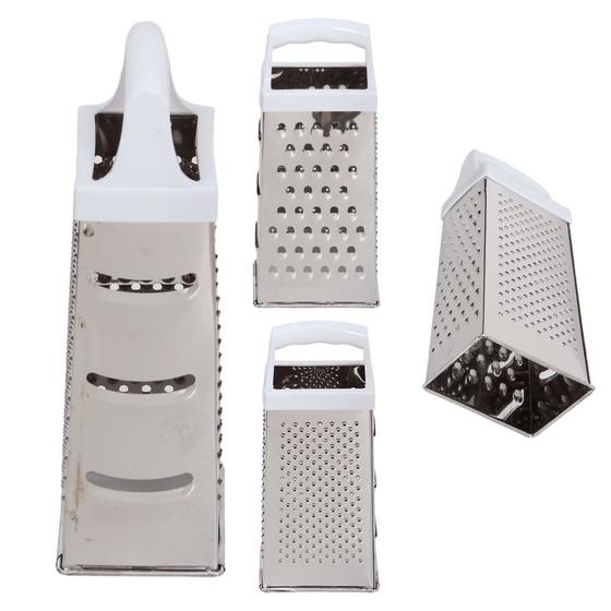 Imagem de Ralador Inox 4 Faces Com Alça de Plástico Funcional Branco