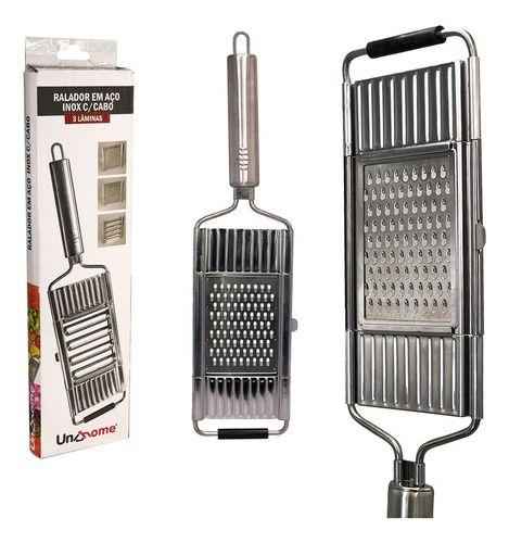 Imagem de Ralador Multiuso 3 em 1 Inox Profissional Lâminas Removíveis para Cozinha e Restaurante