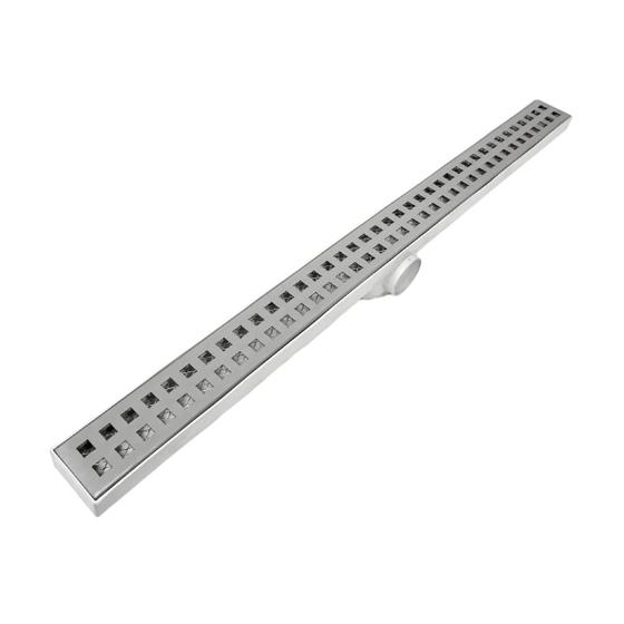 Imagem de Ralo 70cm Inox modelo Quadrangular com Tela e col Branco