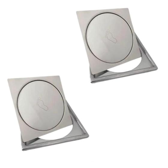 Imagem de Ralo Click quadrado Inteligente 15x15 Cm Com Porta Grelha Kit2