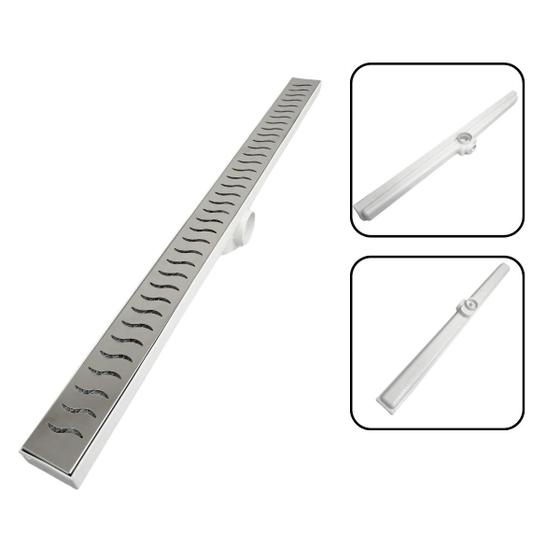 Imagem de Ralo de Banheiro Linear Inox Polido Ondas 70cm x 5cm